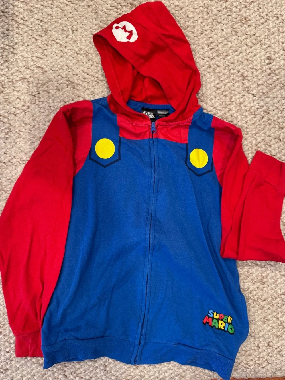 Nintendo Super Mario Red & Blue Hooded Costume Jacket